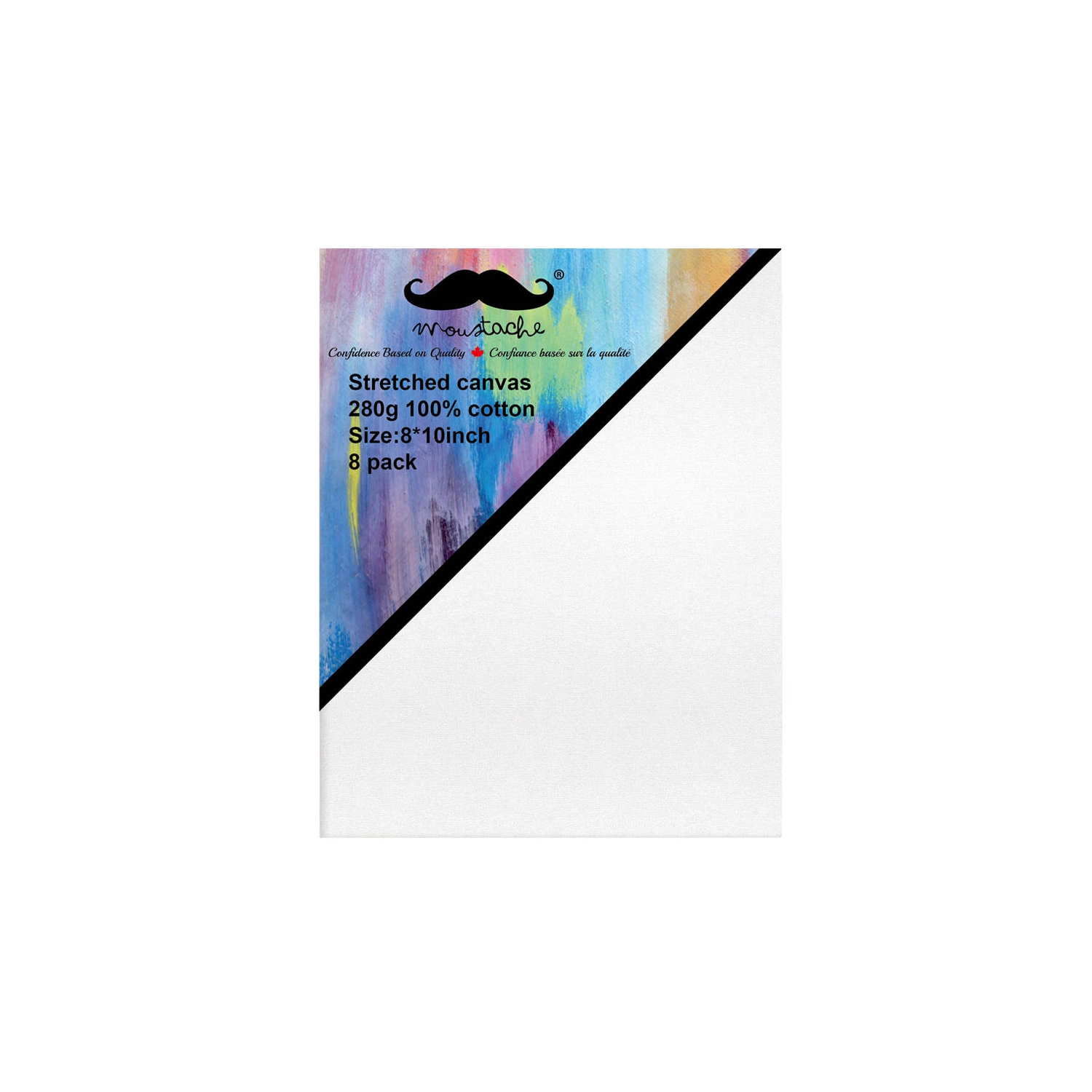 Étudiants, débutants, professionnels peignant une toile vierge tendue, blanc, 100 % coton, 8/paquet - Moustache® - 8" x 10"