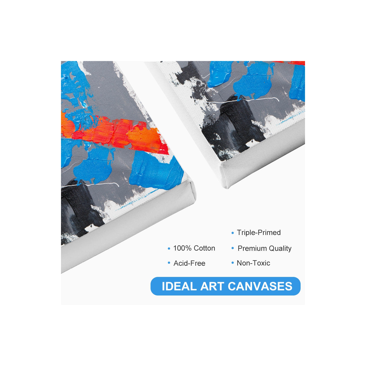 Students, Beginners, Professionals Painting Stretched Blank Canvas, White, 100% Cotton, 8/Pack - Moustache® - 12" x 16"