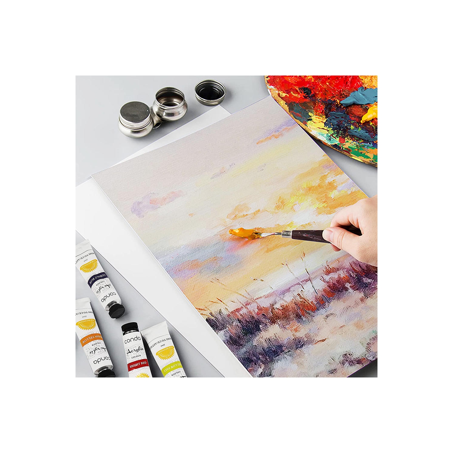 Students, Beginners Painting Blank Canvas Panels, Artist Canvas Boards for Painting, White, 12/Pack - Moustache® - 5" x 7"