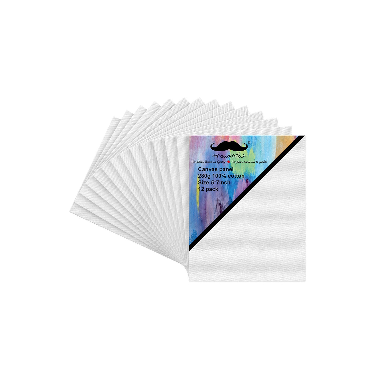 Students, Beginners Painting Blank Canvas Panels, Artist Canvas Boards for Painting, White, 12/Pack - Moustache® - 5" x 7"