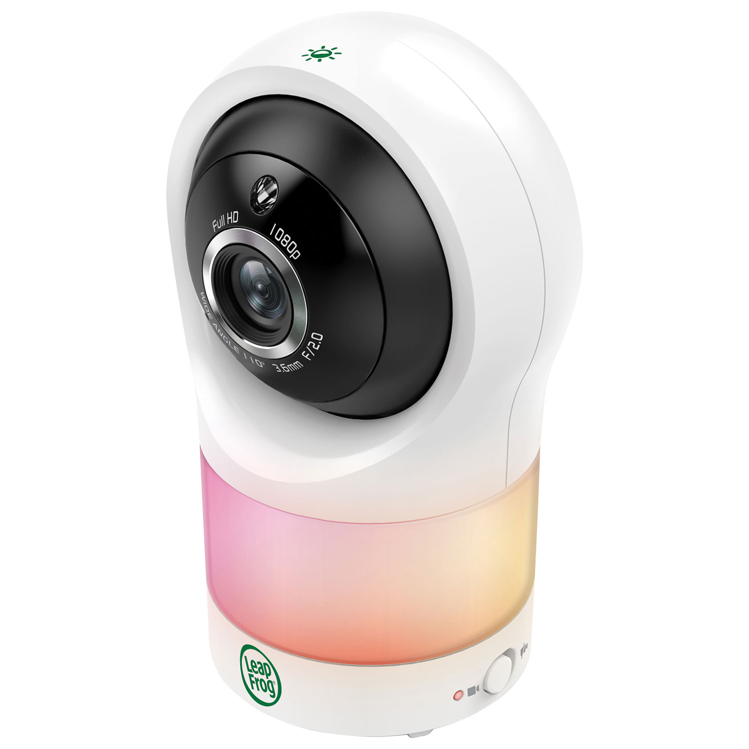 Interphone de surveillance vidéo Wi-Fi avec vision nocturne en couleur et zoom/pivot/inclinaison de LeapFrog
