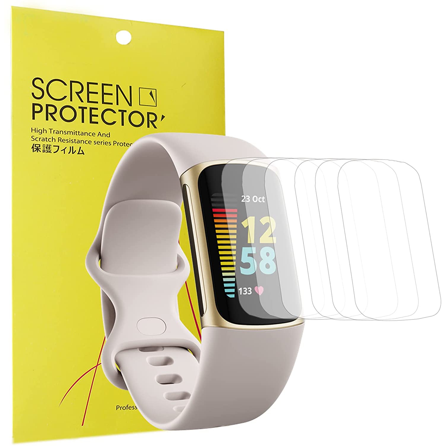 Fitbit Charge 5 Screen Protector, Giaogor [6 Pack] Full Coverage TPU Clear