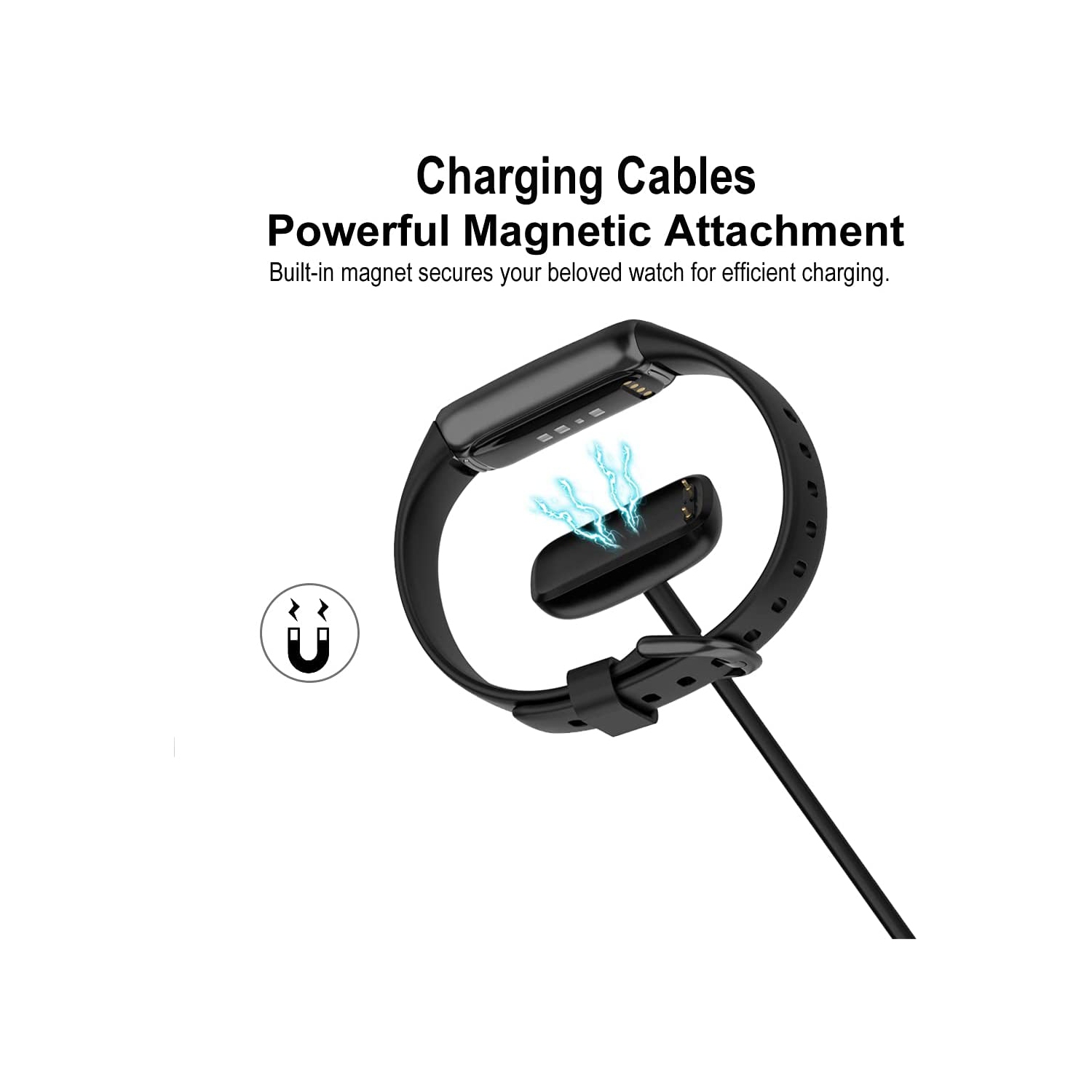 Charger Cable for Fitbit Charge 6, Charge 5, Luxe 3.3Ft Replacement USB Fast Charging Cable Dock Stand, Durable Magnetic Power Cord Accessories, Black