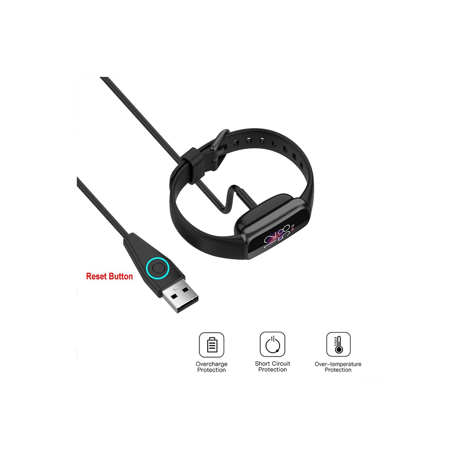 Charger Cable for Fitbit Charge 6, Charge 5, Luxe 3.3Ft Replacement USB Fast Charging Cable Dock Stand, Durable Magnetic Power Cord Accessories, Black