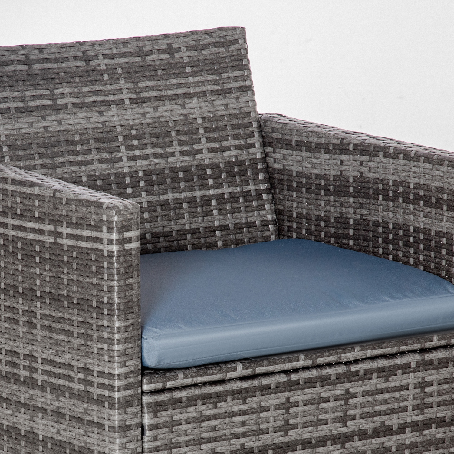 Outsunny 4 Pieces Patio Furniture Set with Cushions, Outdoor PE Rattan Wicker Conversation Garden Sofa Set with 2-Seater Chairs & Glass Coffee Table,