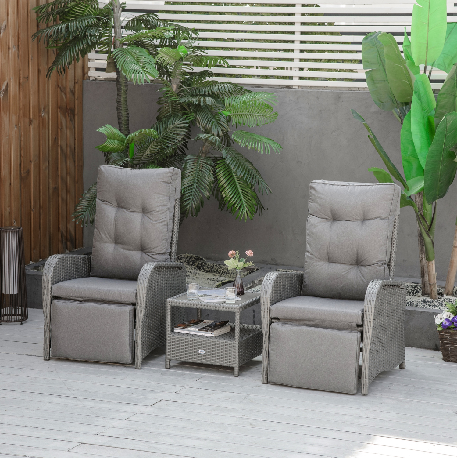 patio furniture set with reclining chairs