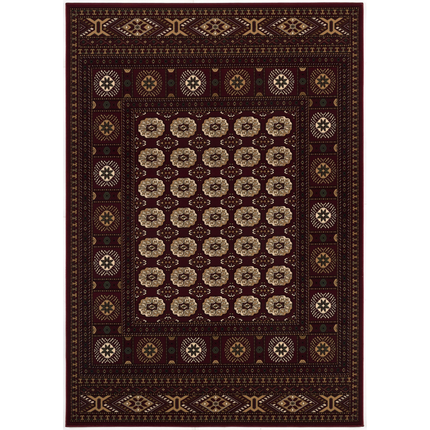 Rug Branch Rawda Traditional Oriental Bokhara Red/Beige Indoor Area Rug