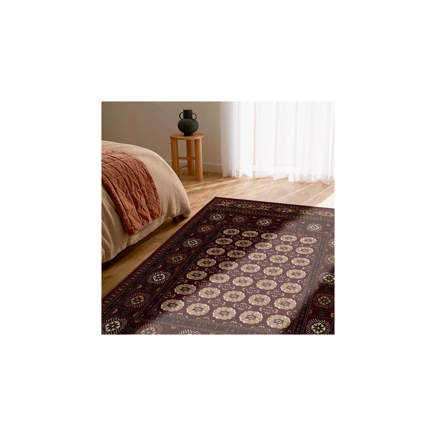 Rug Branch Rawda Traditional Oriental Bokhara Red/Beige Indoor Area Rug