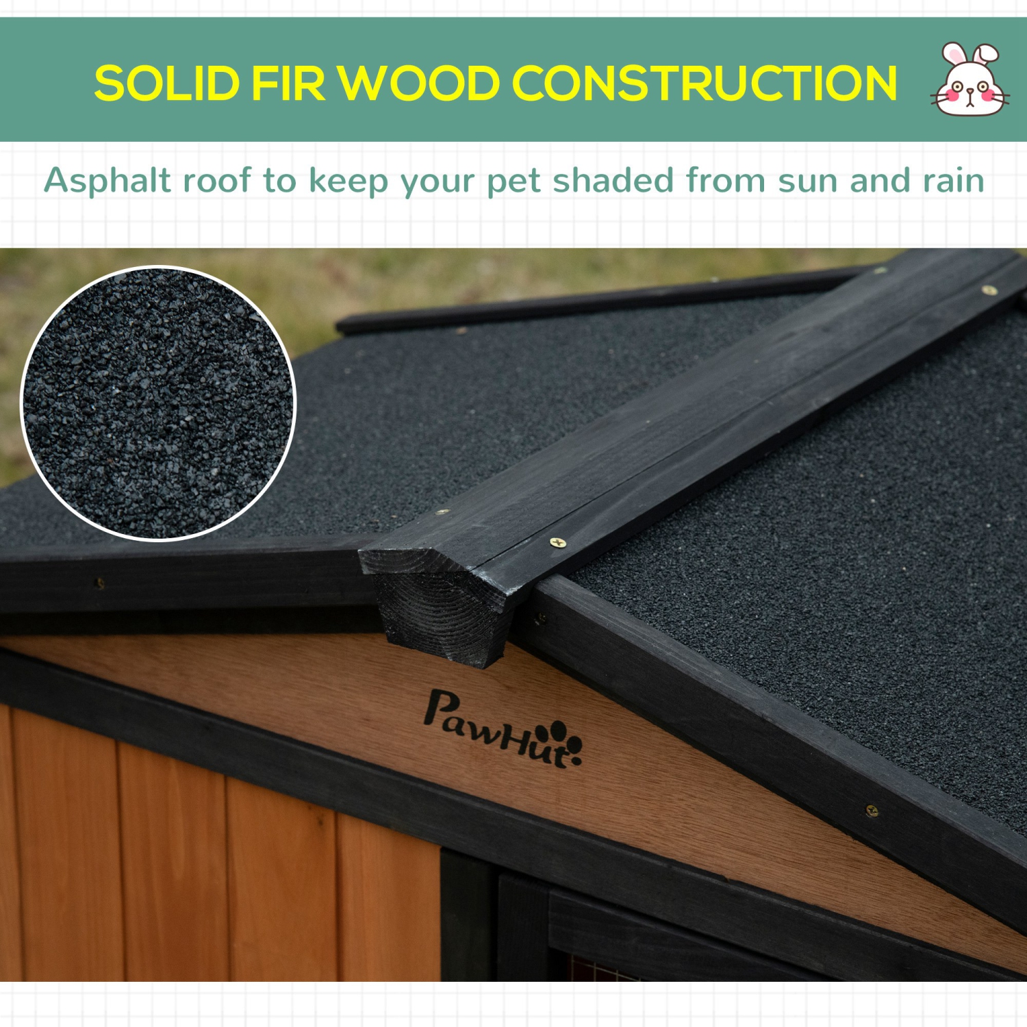 PawHut 69" Wooden Rabbit Hutch Pet Playpen Bunny House Enclosure with Run Box, Slide-out Tray, Ramp, for Rabbits and Small Animals, Black