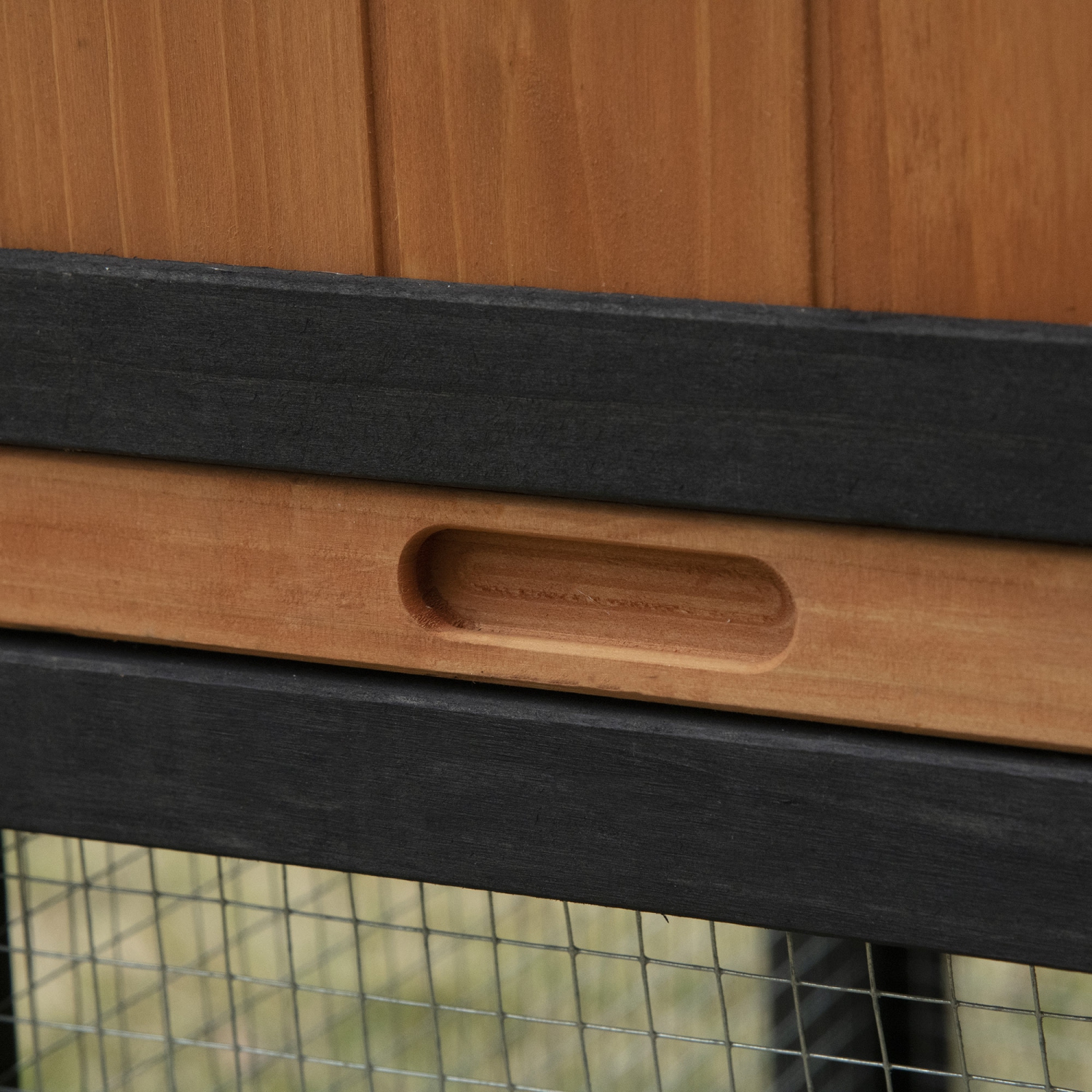 PawHut 69" Wooden Rabbit Hutch Pet Playpen Bunny House Enclosure with Run Box, Slide-out Tray, Ramp, for Rabbits and Small Animals, Black