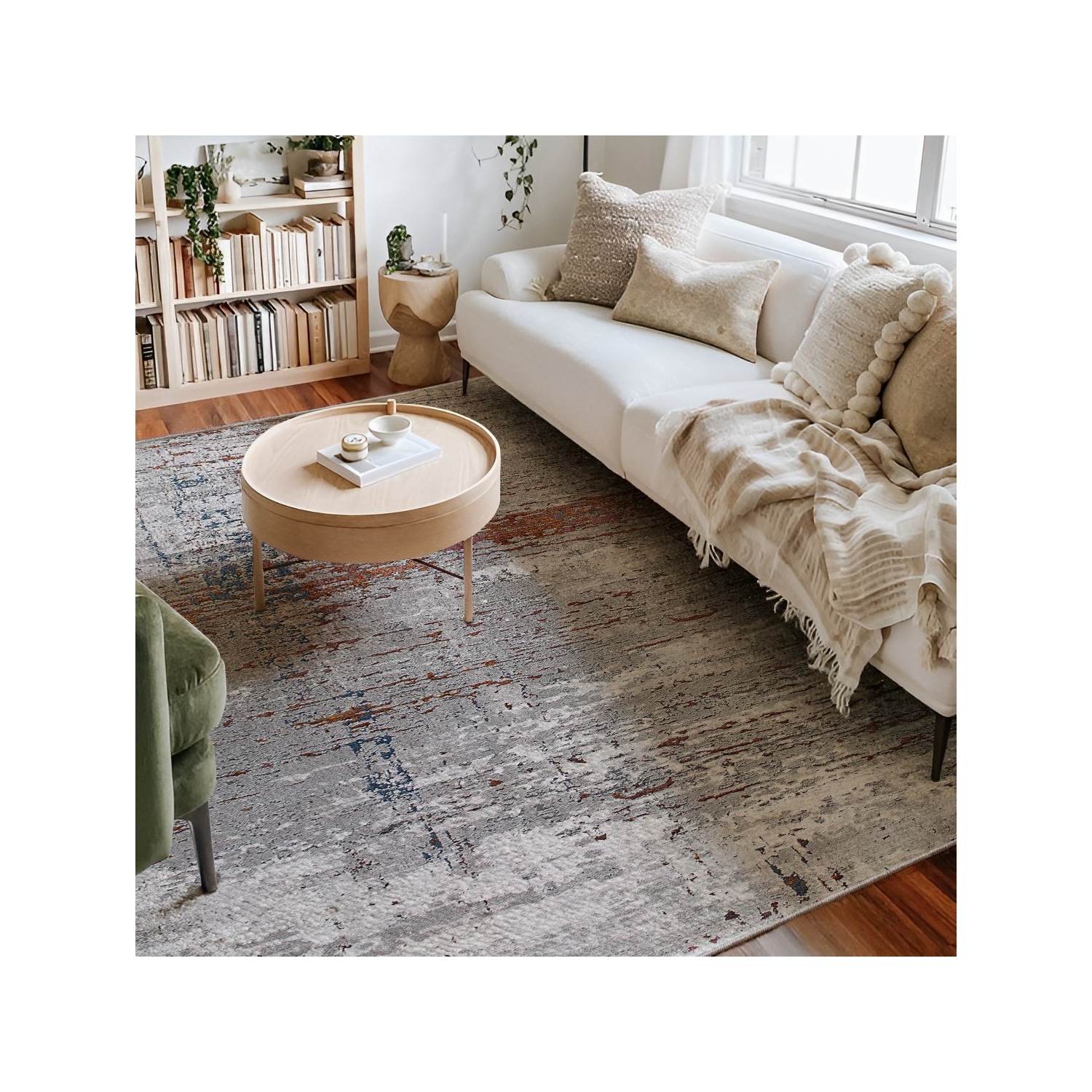 Rug Branch Cairn Comtemporary Abstract Distressed Grey/Red Indoor Area Rug