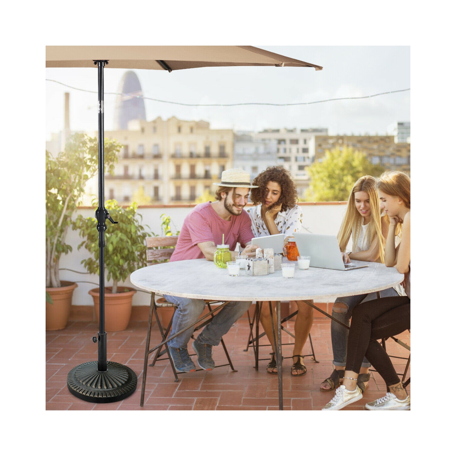 Gymax 30LBS Round Patio Market Umbrella Base Heavy-Duty Outdoor Stand