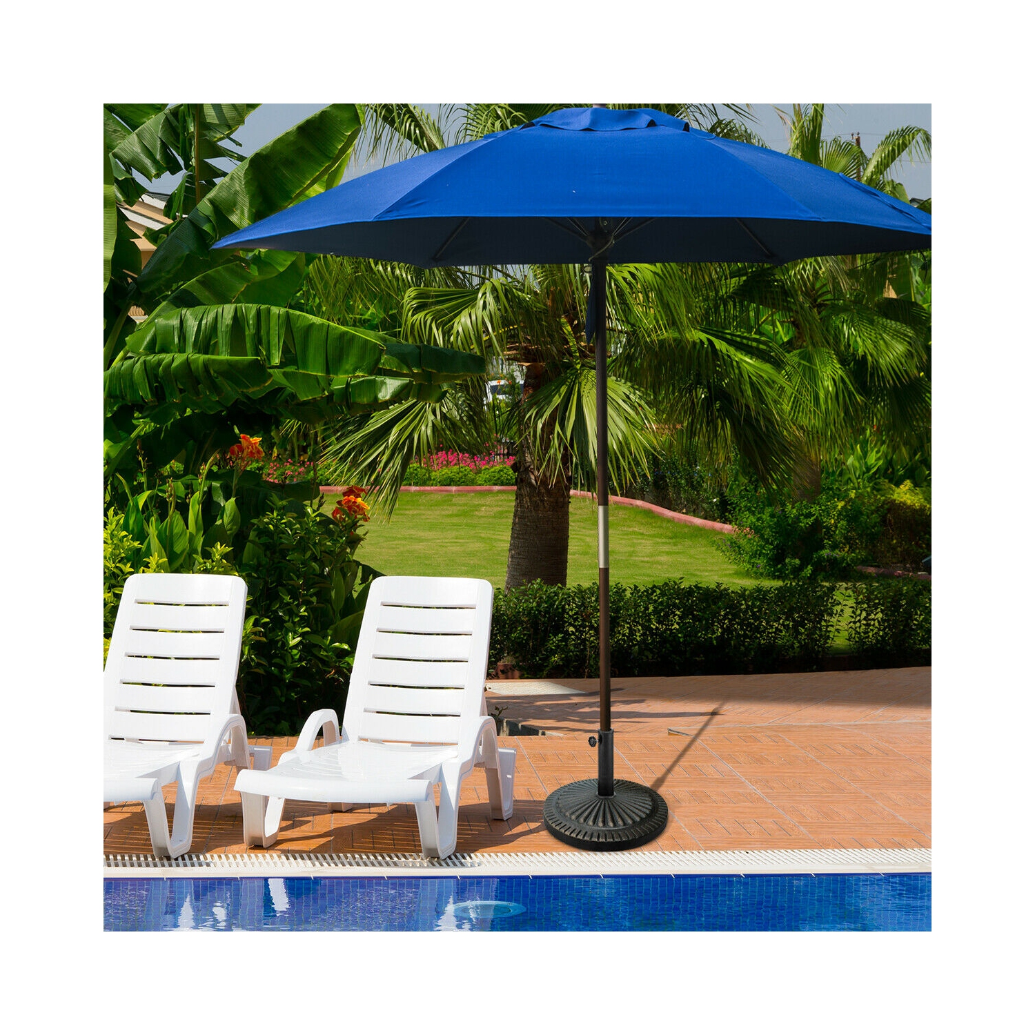 Gymax 30LBS Round Patio Market Umbrella Base Heavy-Duty Outdoor Stand