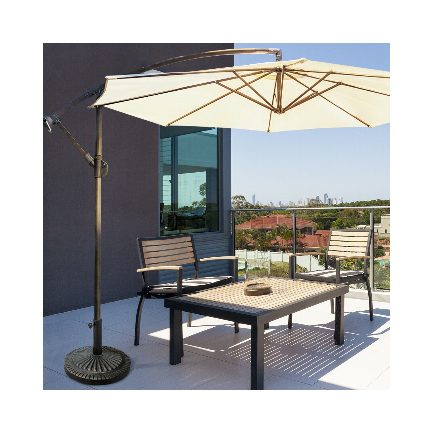 Gymax 30LBS Round Patio Market Umbrella Base Heavy-Duty Outdoor Stand