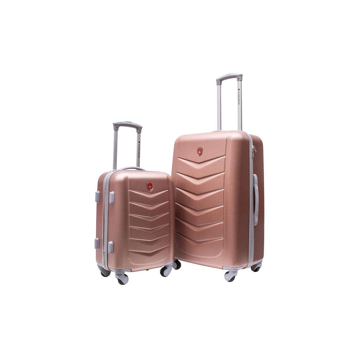 Jetstream (Canada Collection) 26 Inch and 18 Inch Hardside Carry On 2 Piece Luggage Set with Spinner Wheels - Lightweight ABS Suitcase (Rose Gold)