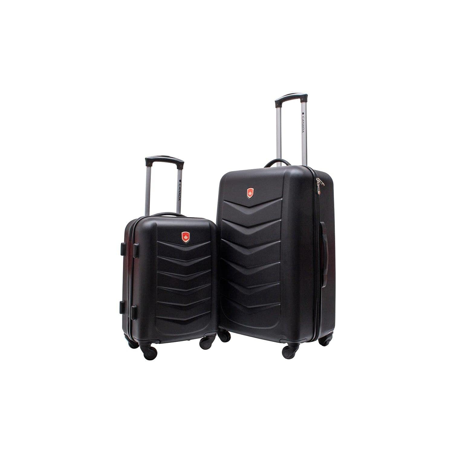 Jetstream (Canada Collection) 26 Inch and 18 Inch Hardside Carry On 2 Piece Luggage Set with Spinner Wheels Lightweight ABS Suitcase (Black)