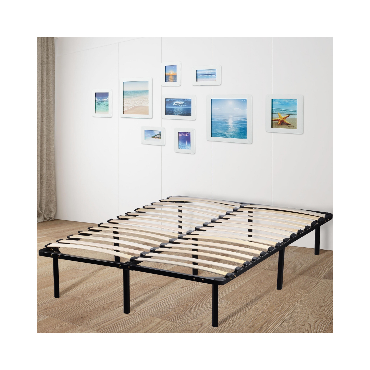 Plate-forme en métal pour cadre de lit pleine grandeur avec sommier à lattes en bois, aucun sommier requis