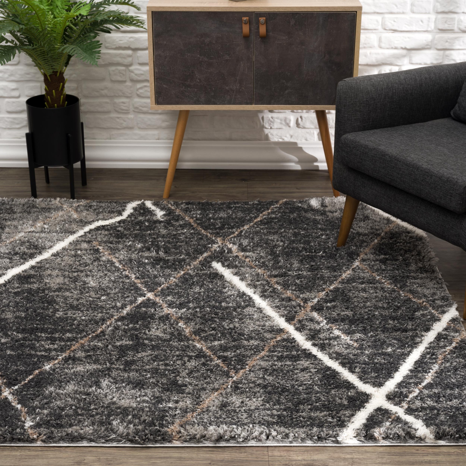Rug Branch Arden Contemporary Geometric Grey/White Indoor Area Rug