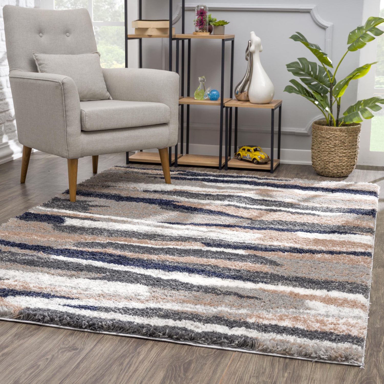 Rug Branch Cinder Contemporary Abstract Beige/Grey Indoor Area Rug