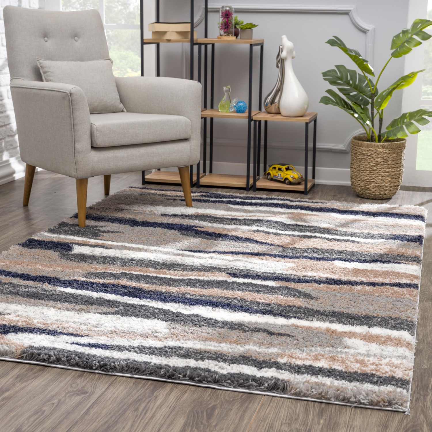 Rug Branch Cinder Contemporary Abstract Beige/Grey Indoor Area Rug