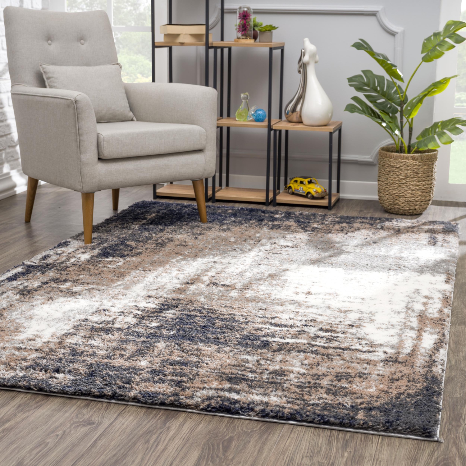 Rug Branch Sumi Contemporary Abstract Grey/White Indoor Area Rug