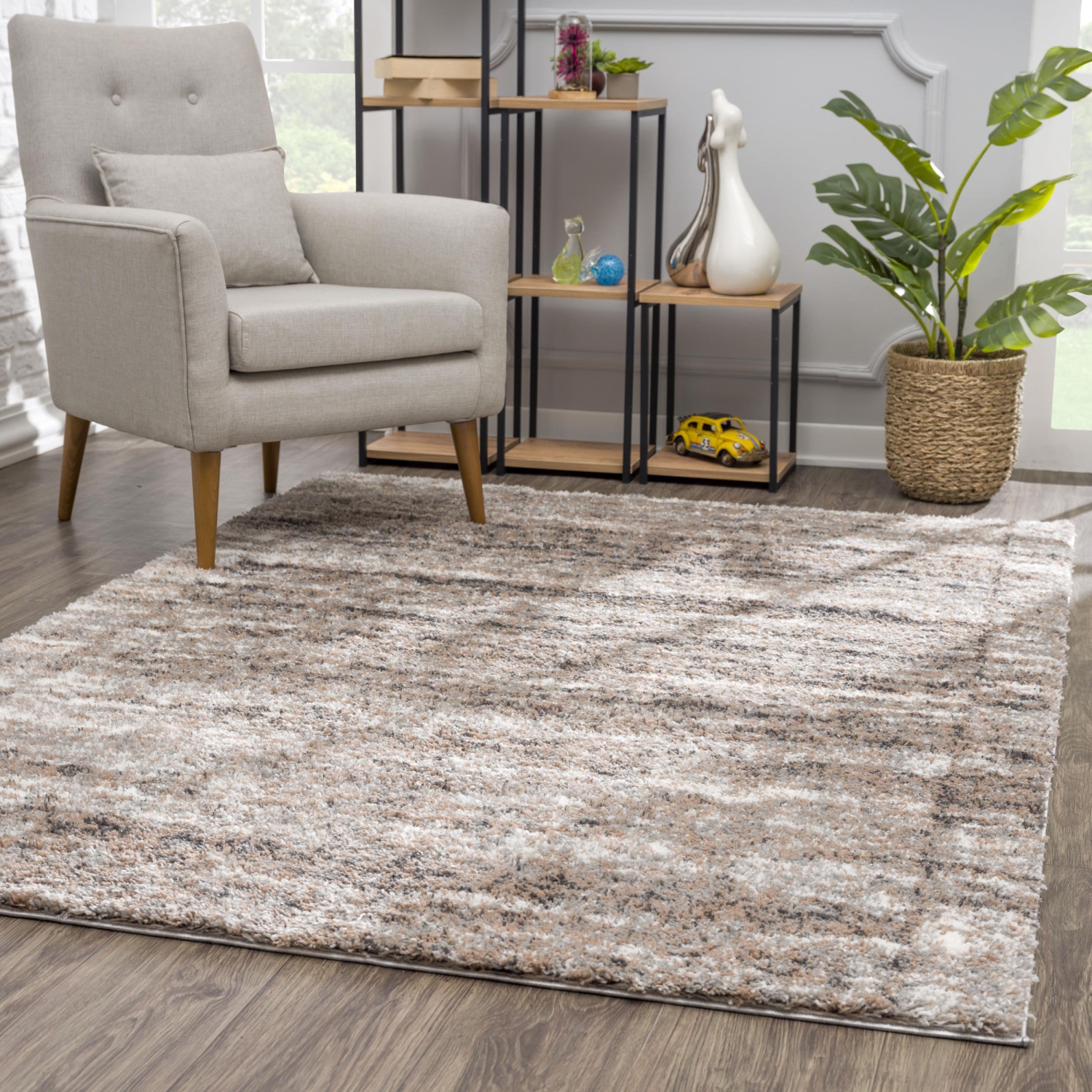Rug Branch Soren Contemporary Tonal Stripe Beige/Brown Indoor Area Rug