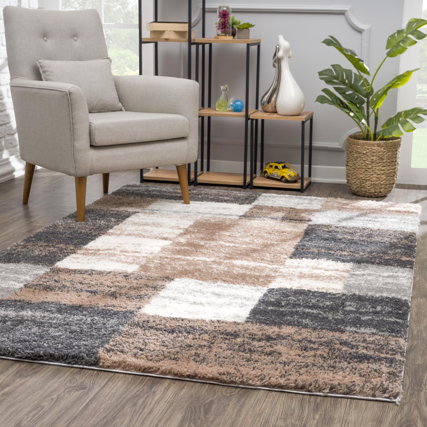 Rug Branch Sora Contemporary Geometric Brown/White Indoor Area Rug