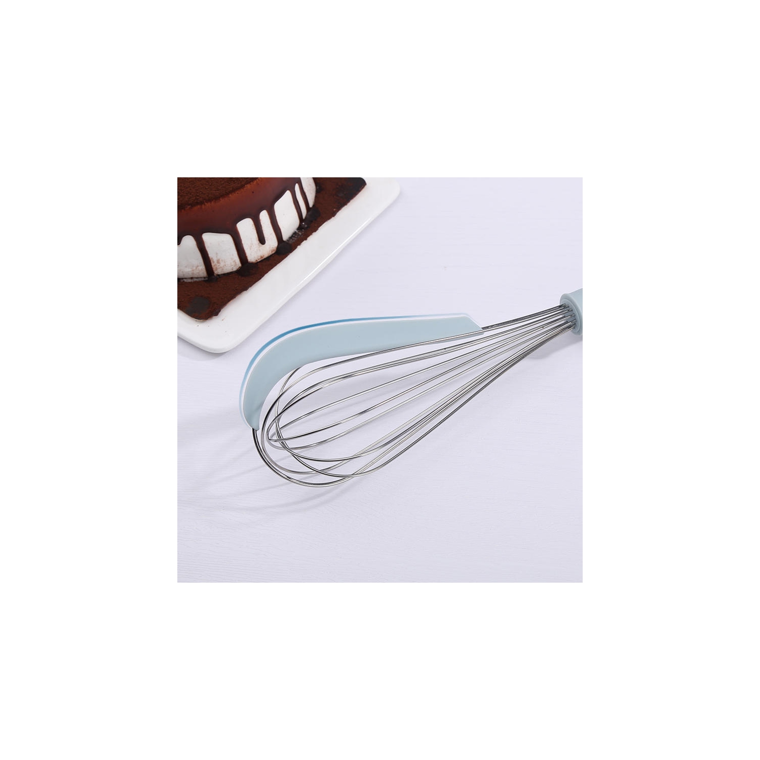 2-in-1 Basting whisk Manual Egg Beater With Bowl Scraper Stainless Steel Wire Balloon Whisk For Blending, Beating, Frothing & Stirring