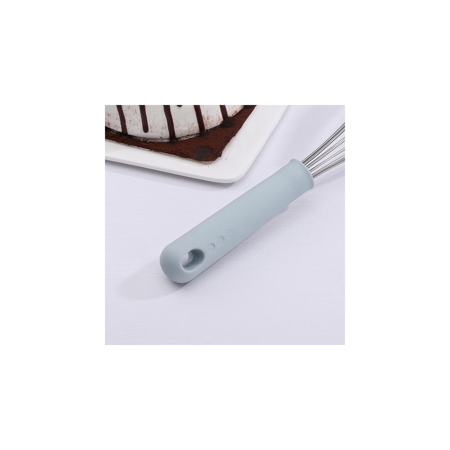 2-in-1 Basting whisk Manual Egg Beater With Bowl Scraper Stainless Steel Wire Balloon Whisk For Blending, Beating, Frothing & Stirring