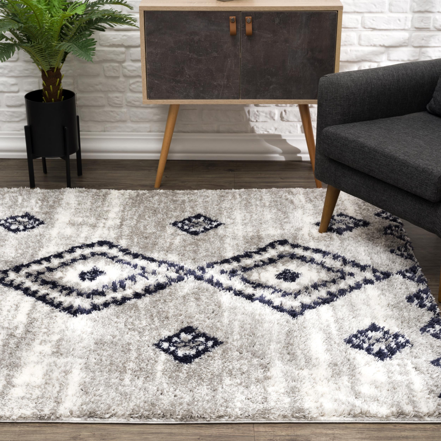 Rug Branch Azel Contemporary Moroccan Grey/Blue Indoor Area Rug