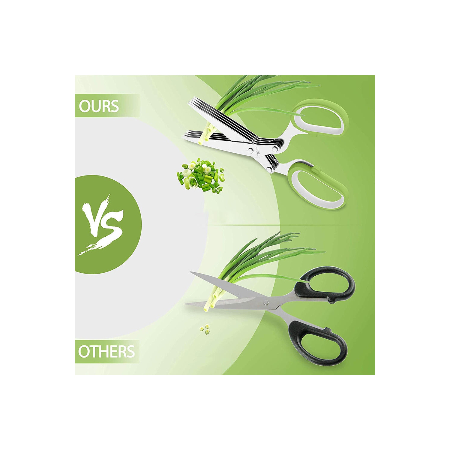 Ensemble de ciseaux à herbes à 5 lames avec gaine et brosse pour cisaillement de cuisine, coupe