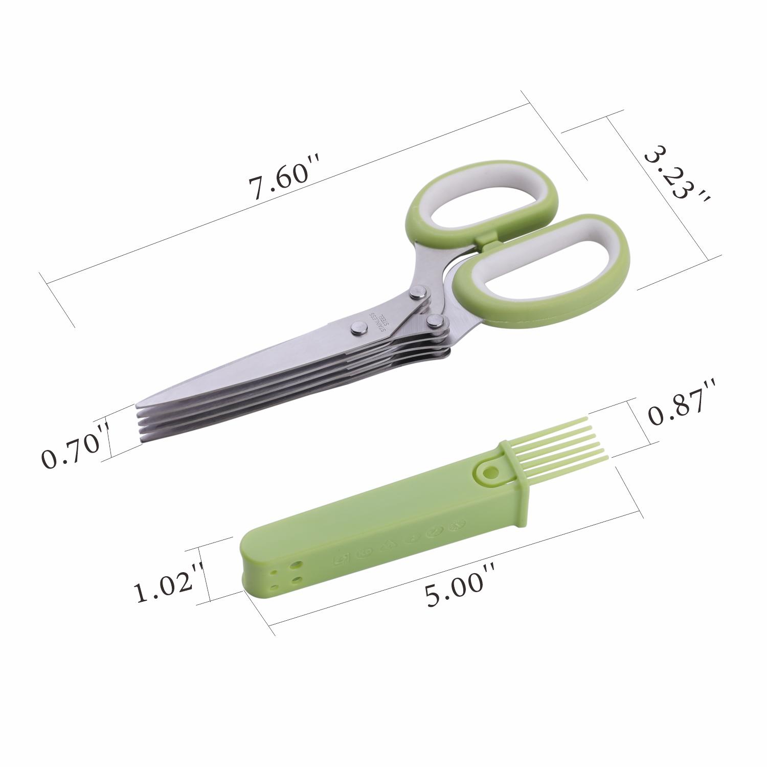 Ensemble de ciseaux à herbes à 5 lames avec gaine et brosse pour cisaillement de cuisine, coupe