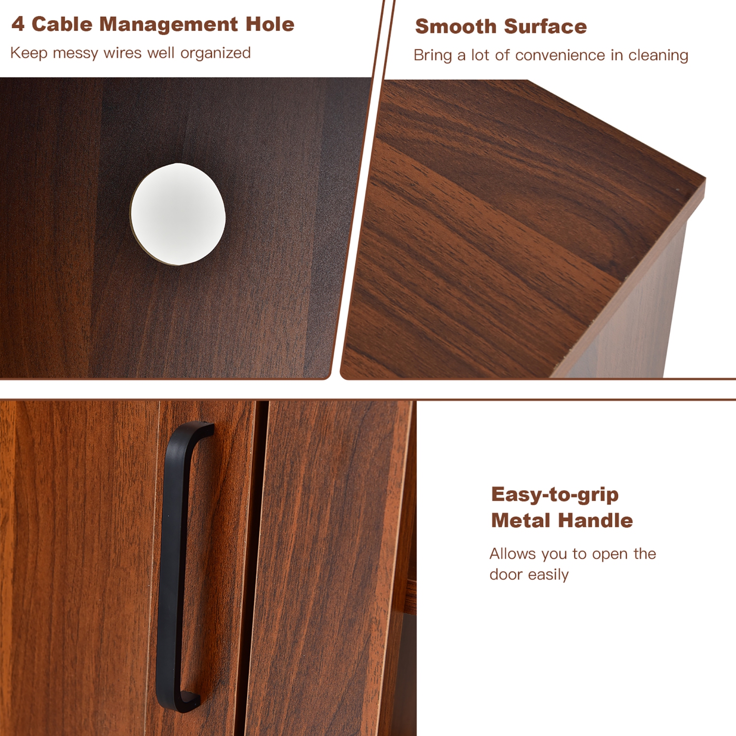 Costway 58" TV Stand Entertainment Console Center W/ 2 Cabinets for 65" TV