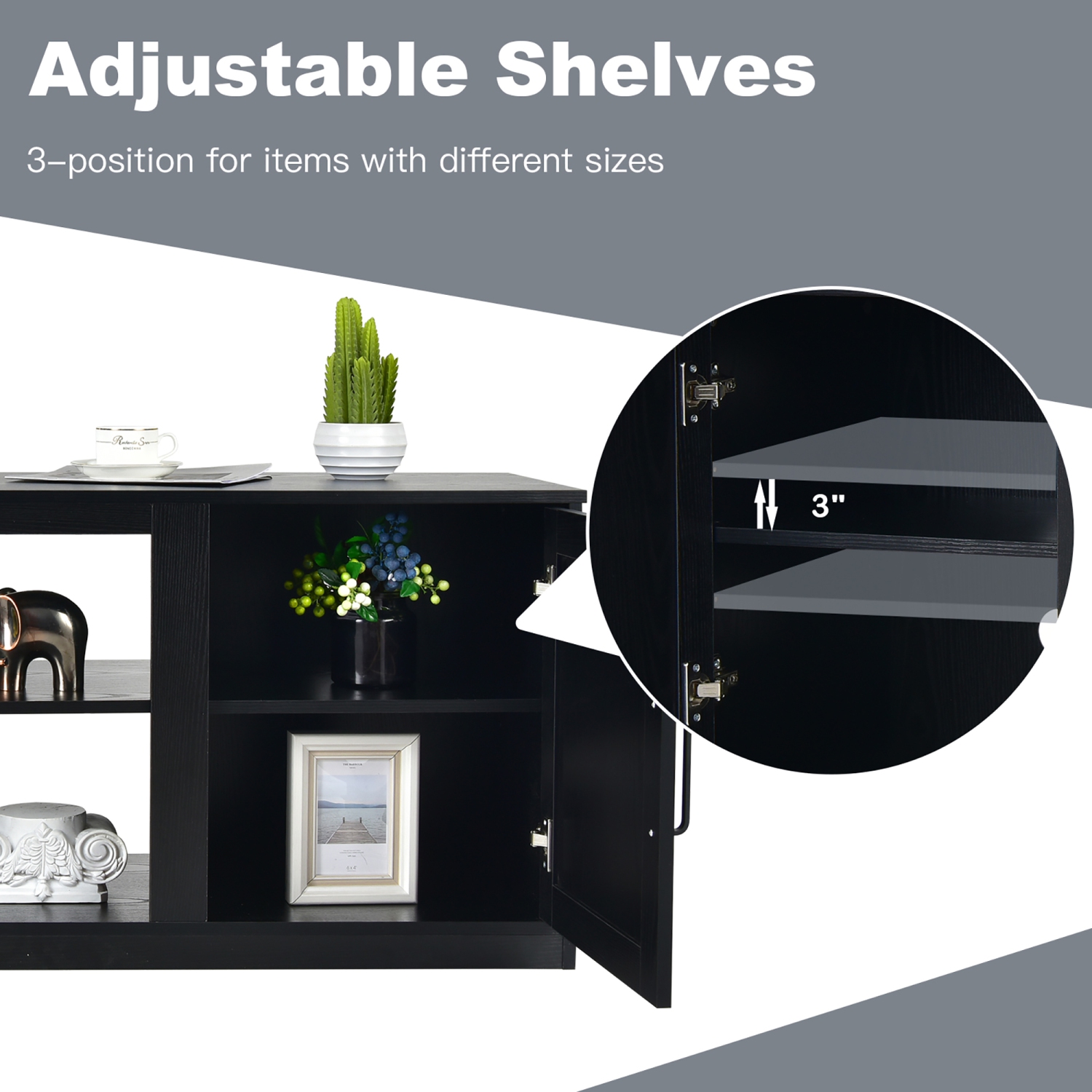 Meuble pour téléviseur de 58&nbsp;po avec 2 armoires de Costway pour téléviseur de 65&nbsp;po