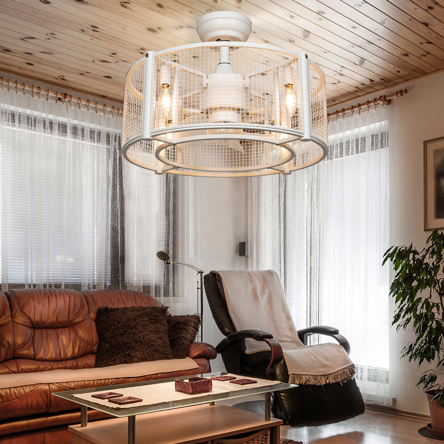 Ventilateur de plafond sans pales de 20&nbsp;po de Costway avec moteur léger réversible et télécommande