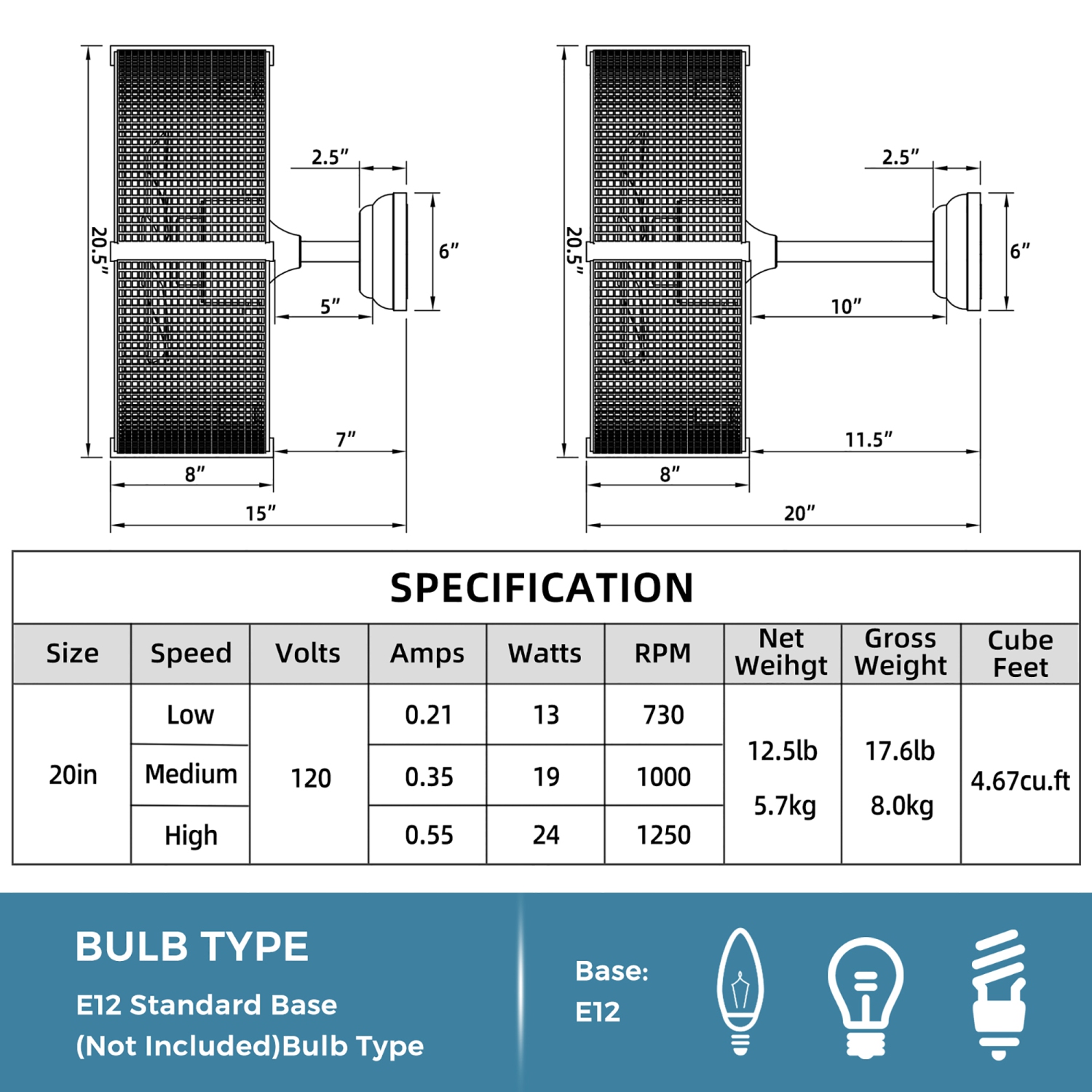 Ventilateur de plafond sans pales de 20&nbsp;po de Costway avec moteur léger réversible et télécommande