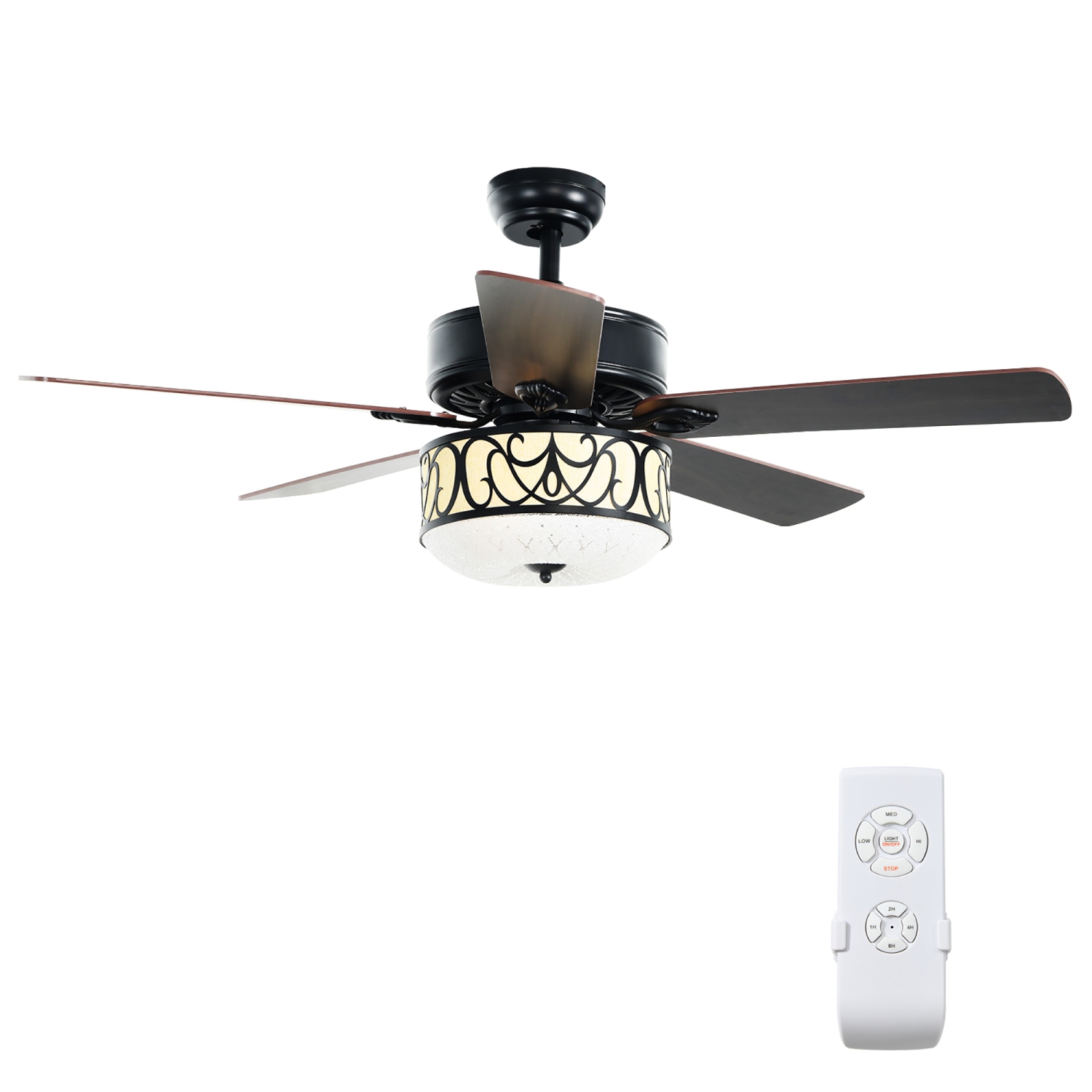 Costway 52" Ceiling Fan W/Light Reversible Blade Adjustable Speed Remote Control
