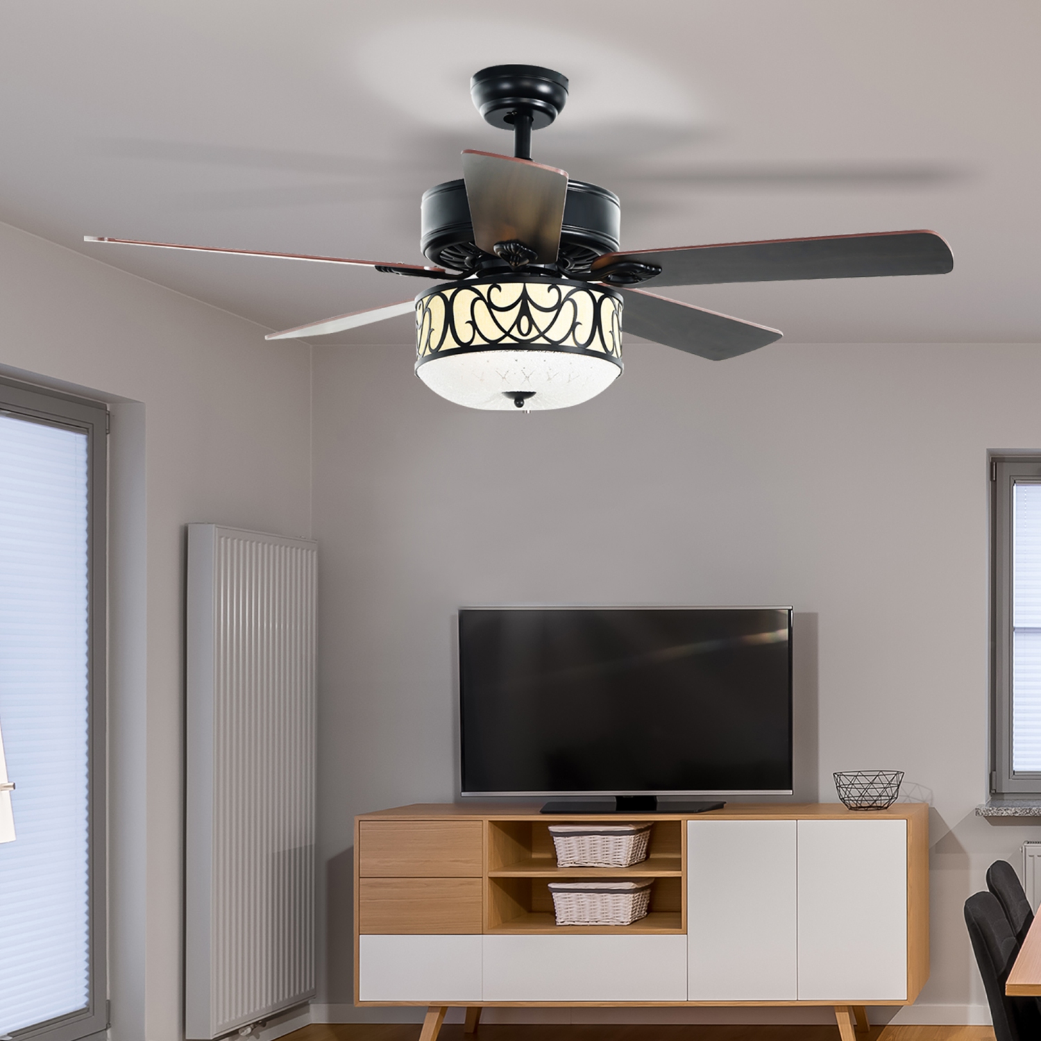 Costway 52" Ceiling Fan W/Light Reversible Blade Adjustable Speed Remote Control