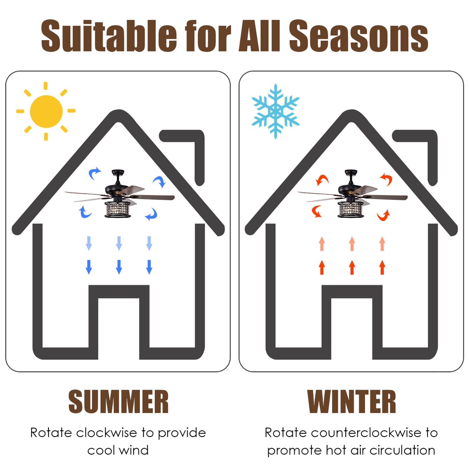 Costway 52" Ceiling Fan with Light Reversible Crystal Ceiling Fan Lamp W/Remote Control