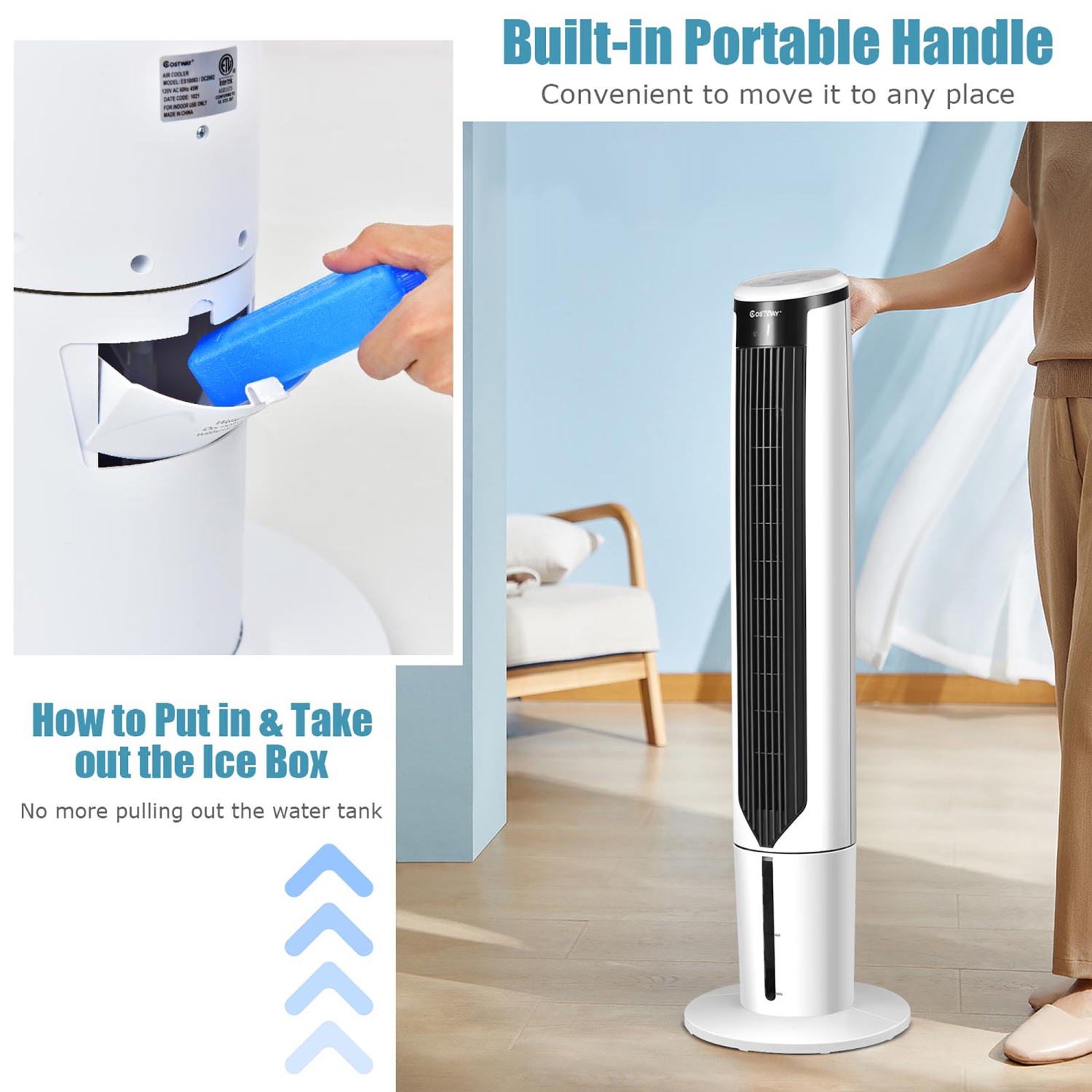 Costway 41" Evaporative Air Cooler Quiet Cooling Oscillating Fan w/ Remote Control