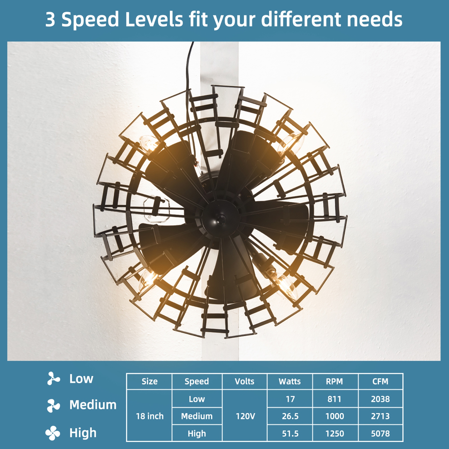 Costway Ceiling Fan with Light, Enclosed Ceiling Fan w/ 5 Blades & Remote Control Black