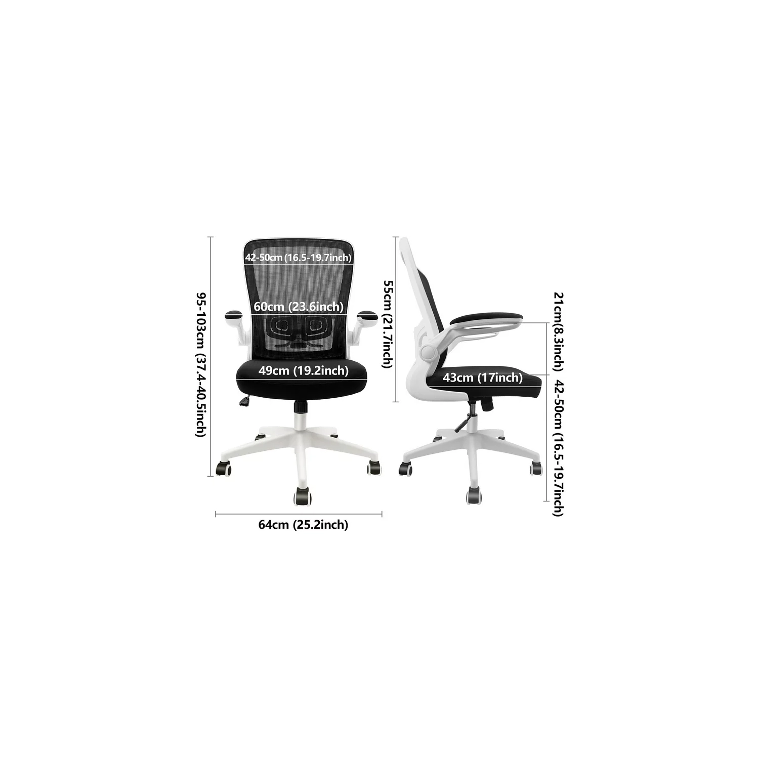 CoolHut Office Chair - Ergonomic Desk Chair with Adjustable - Backrest with  Breathable Mesh - White
