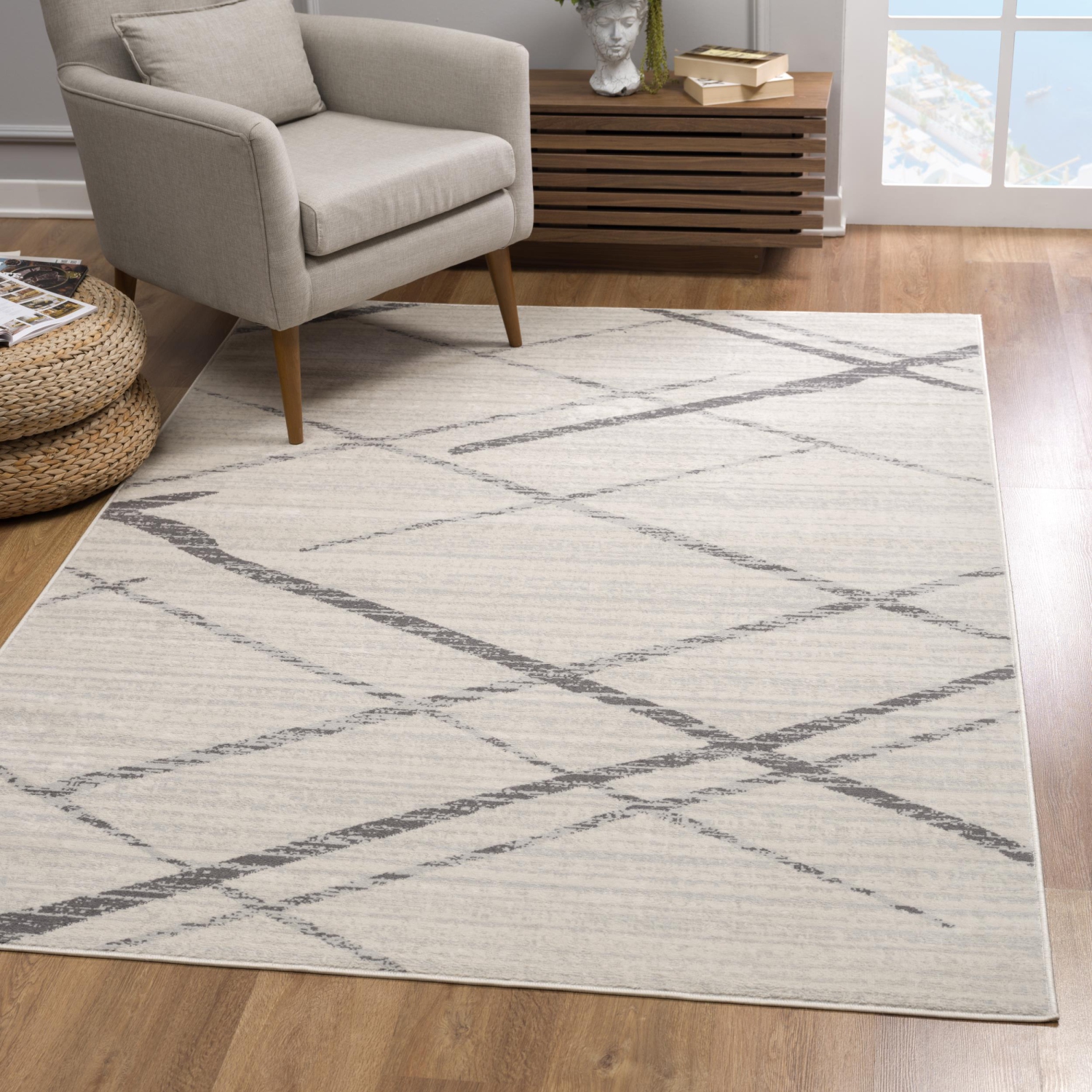 Rug Branch Nira Contemporary Abstract Beige/Grey Indoor Area Rug