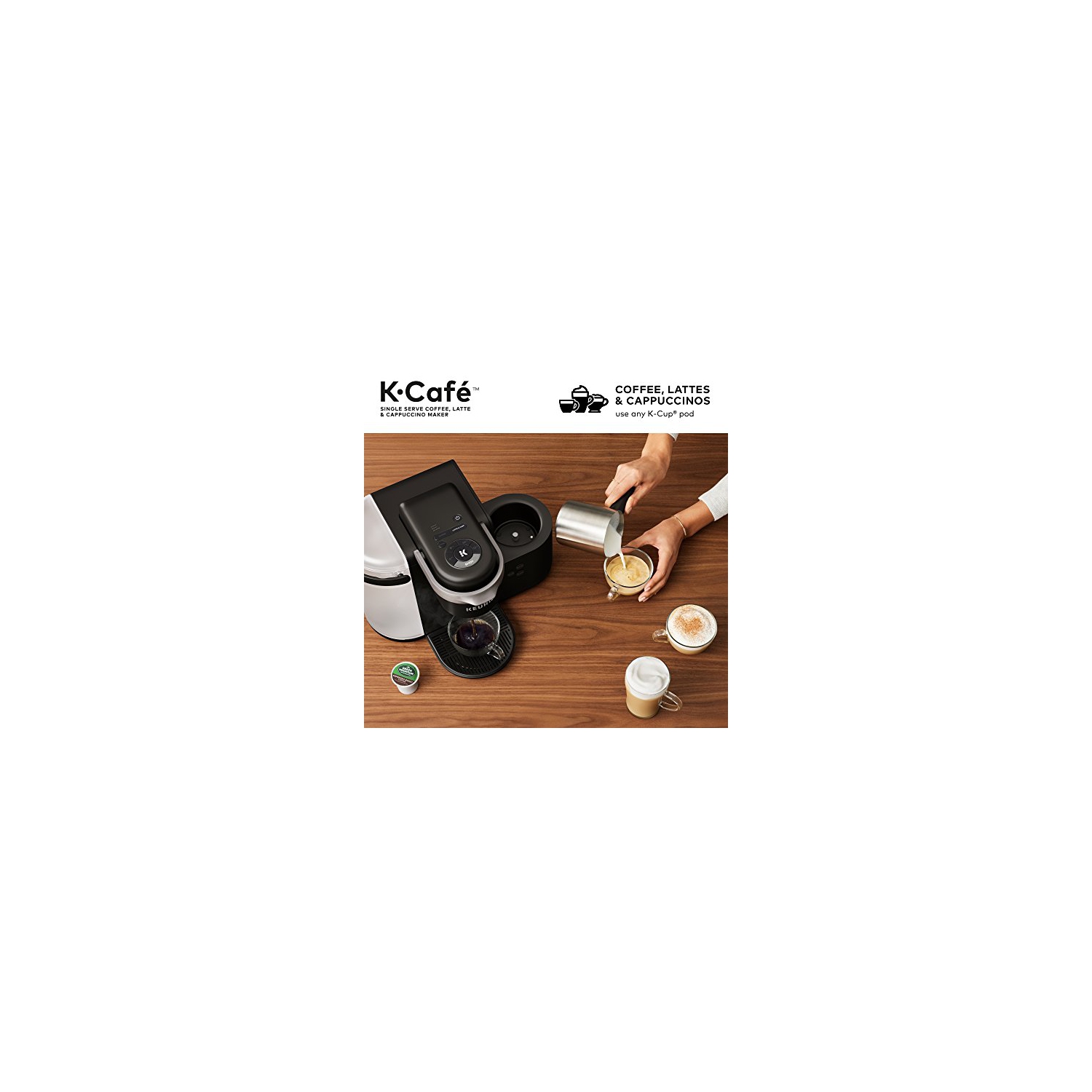 Keurig K-Cafe Single-Serve K-Cup Coffee Maker, Latte Maker and Cappuccino Maker, Comes with Dishwasher Safe Milk Frother, Coffee Shot Capability,