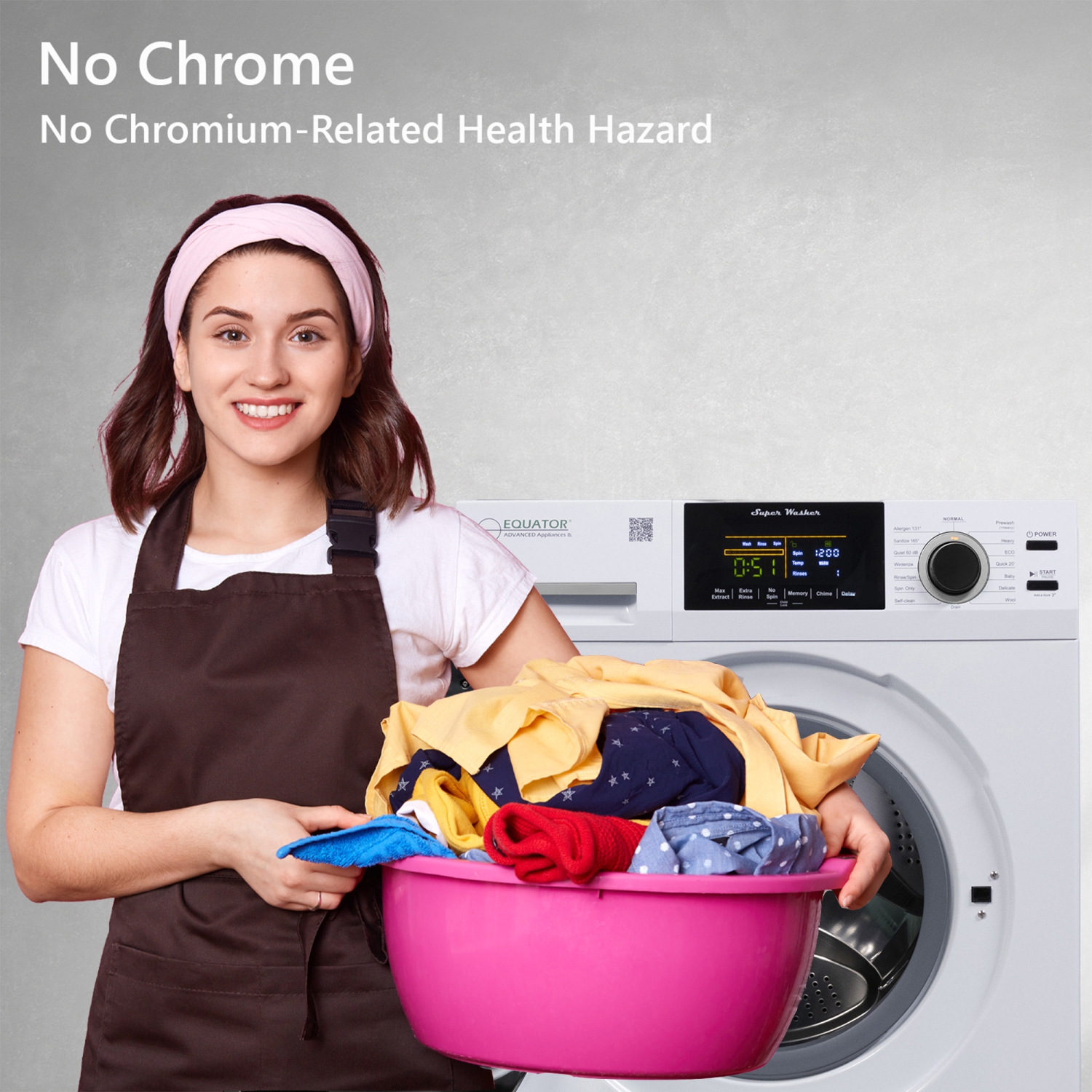 Super laveuse Equator 1,9 pi3/18&nbsp;lb Allergen Sani 1400&nbsp;tr/min 110&nbsp;V blanche pour l'hiver