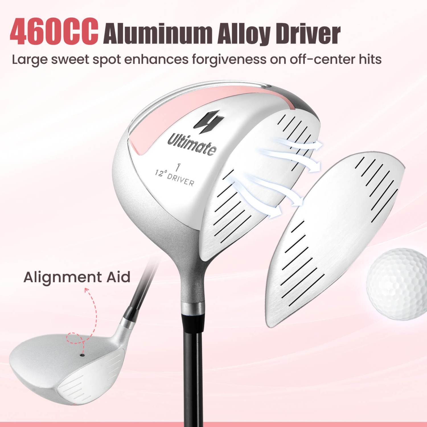 Costway Ladies Womens Complete Golf Clubs Set 10 Pieces Includes Alloy Driver