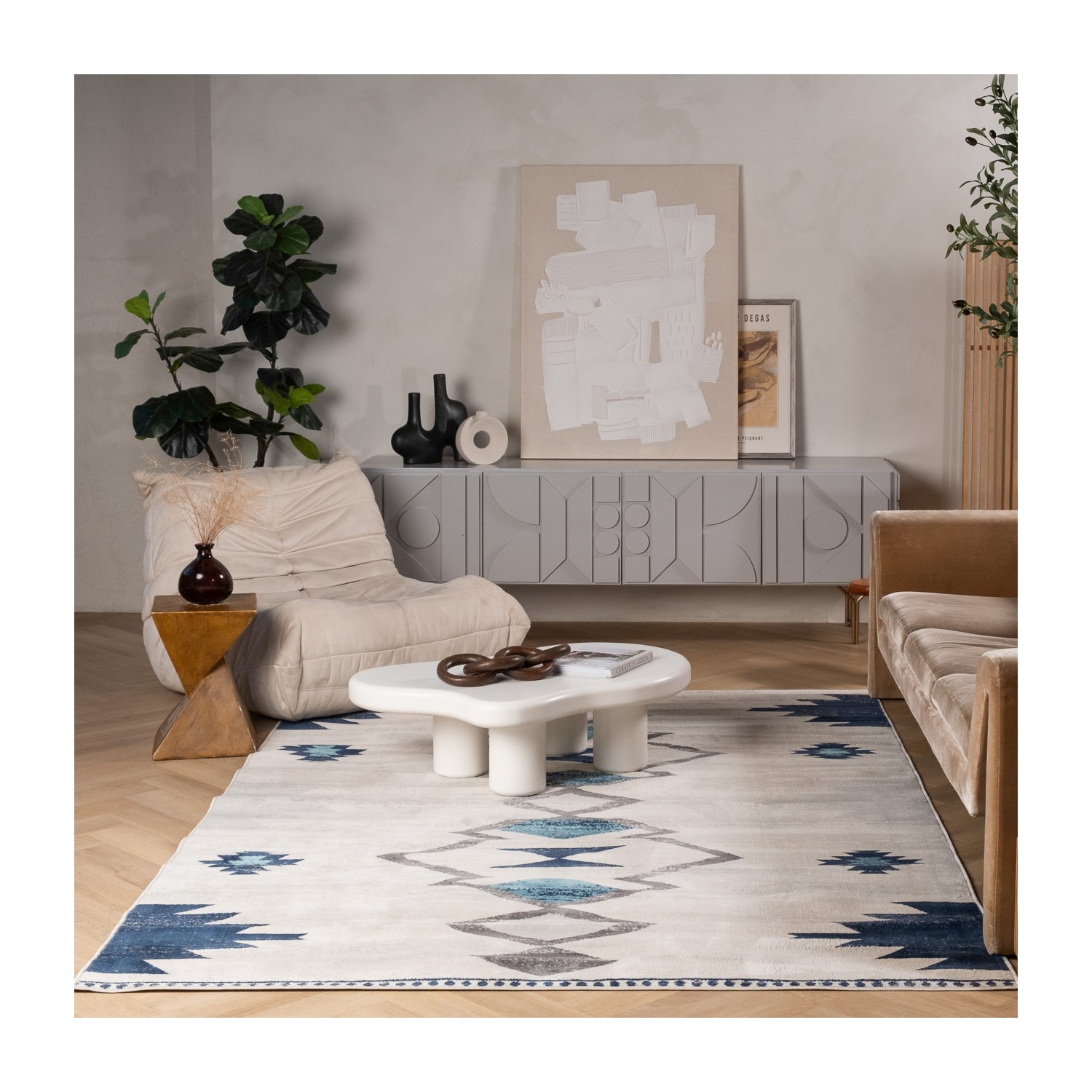 Rug Branch Mesa Contemporary Southwestern Blue/Beige Indoor Area Rug
