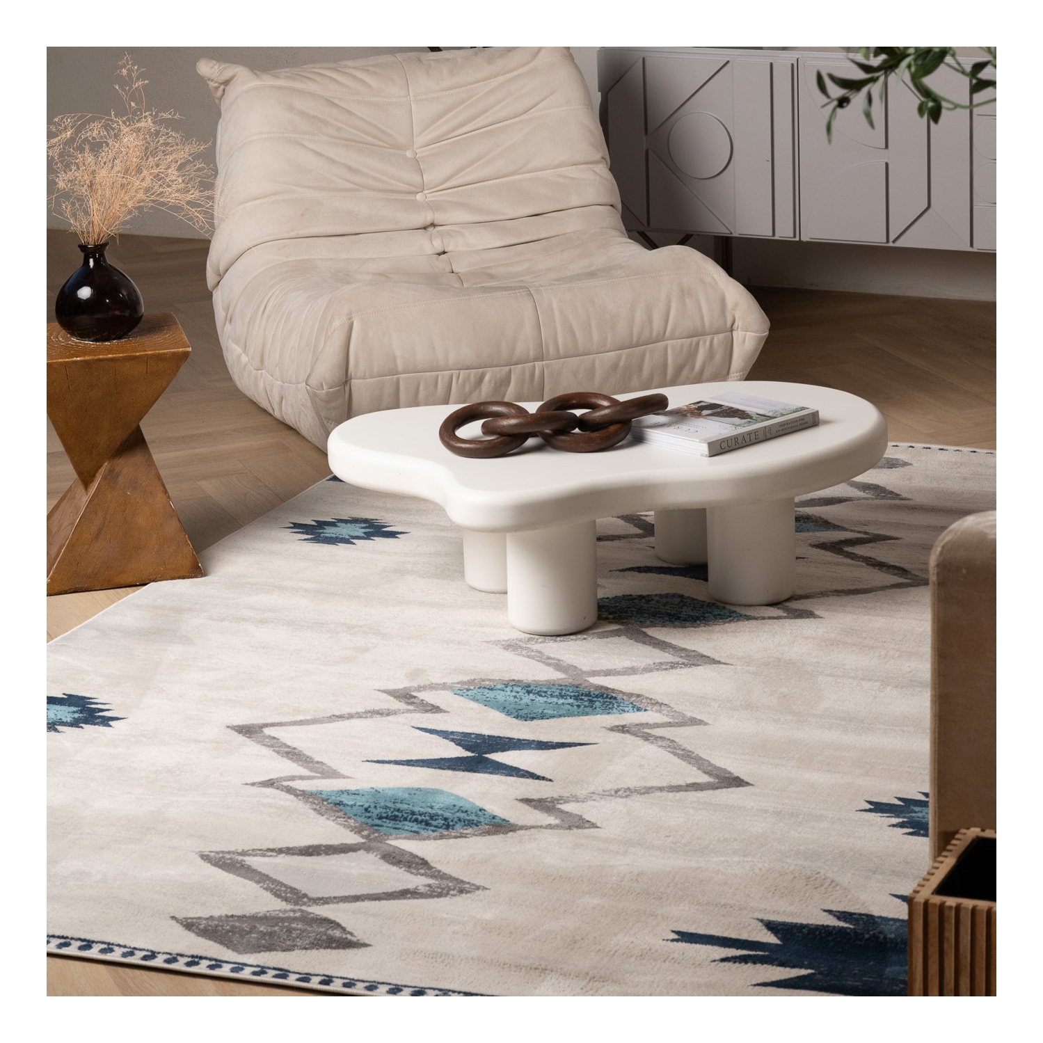 Rug Branch Mesa Contemporary Southwestern Blue/Beige Indoor Area Rug