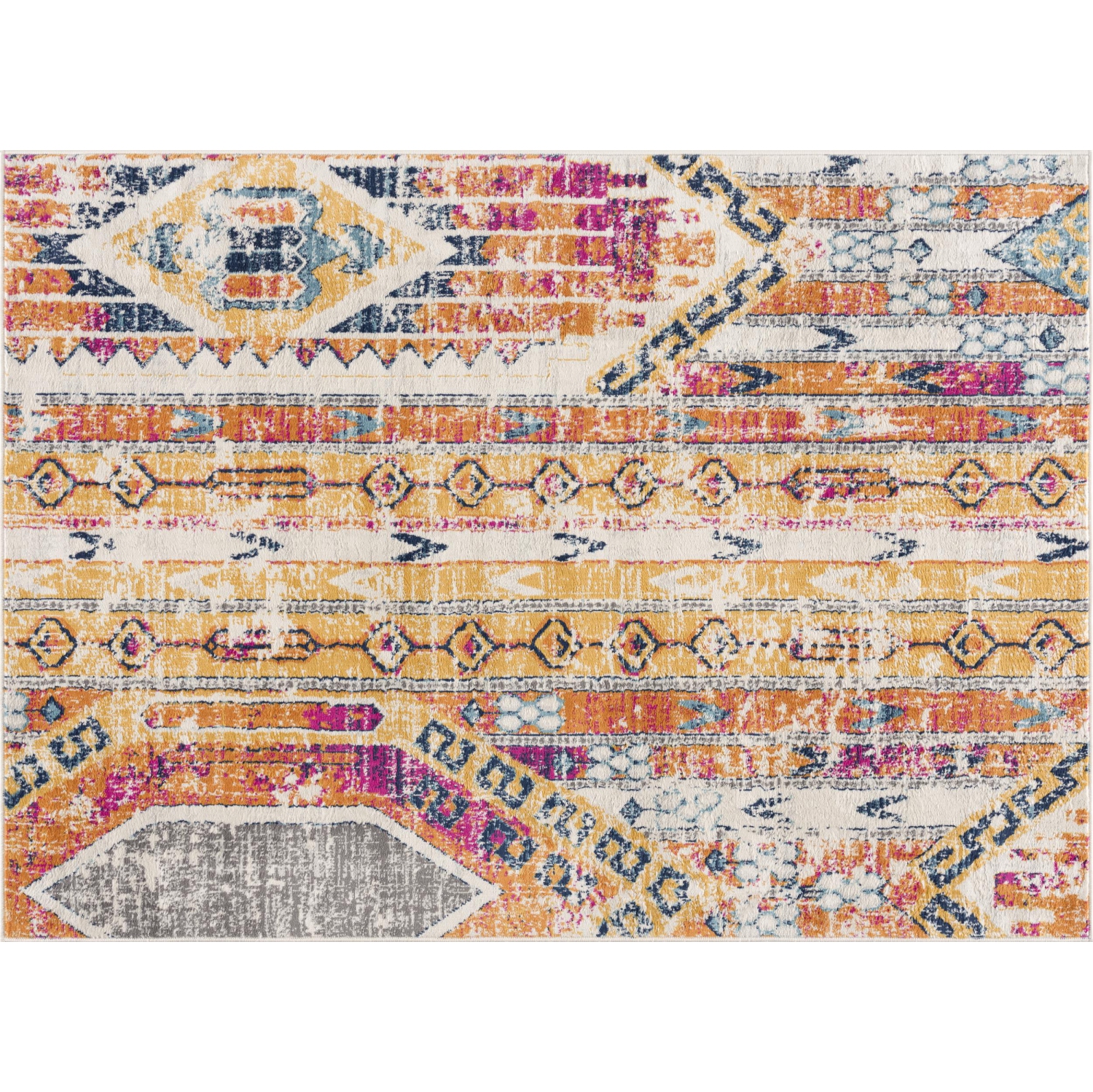 Rug Branch Zaria Contemporary Boho Yellow/Beige Indoor Area Rug