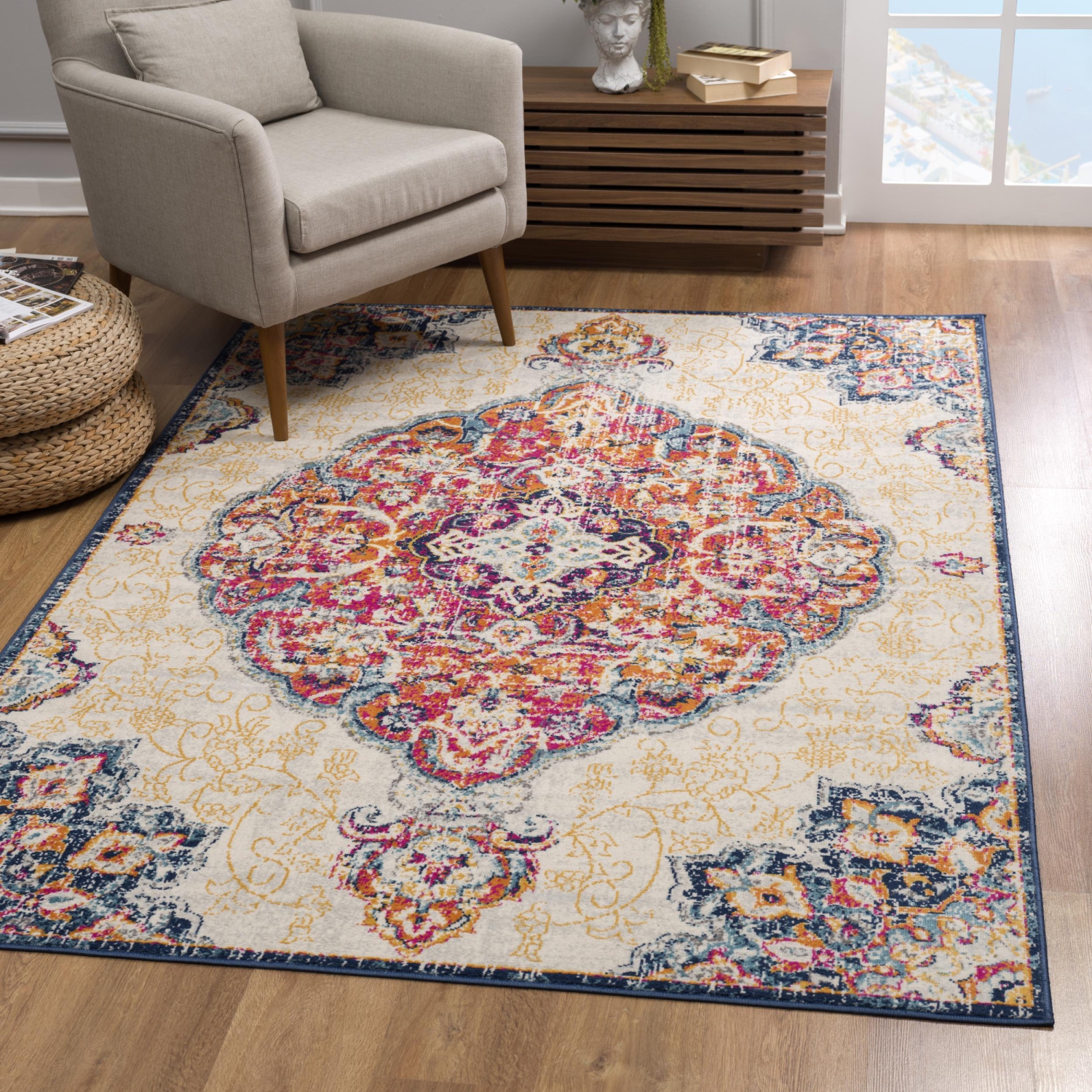 Rug Branch Floria Traditional Floral Medallion Indoor Area Rug